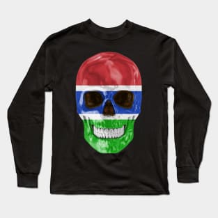 Gambia Flag Skull - Gift for Gambian With Roots From Gambia Long Sleeve T-Shirt